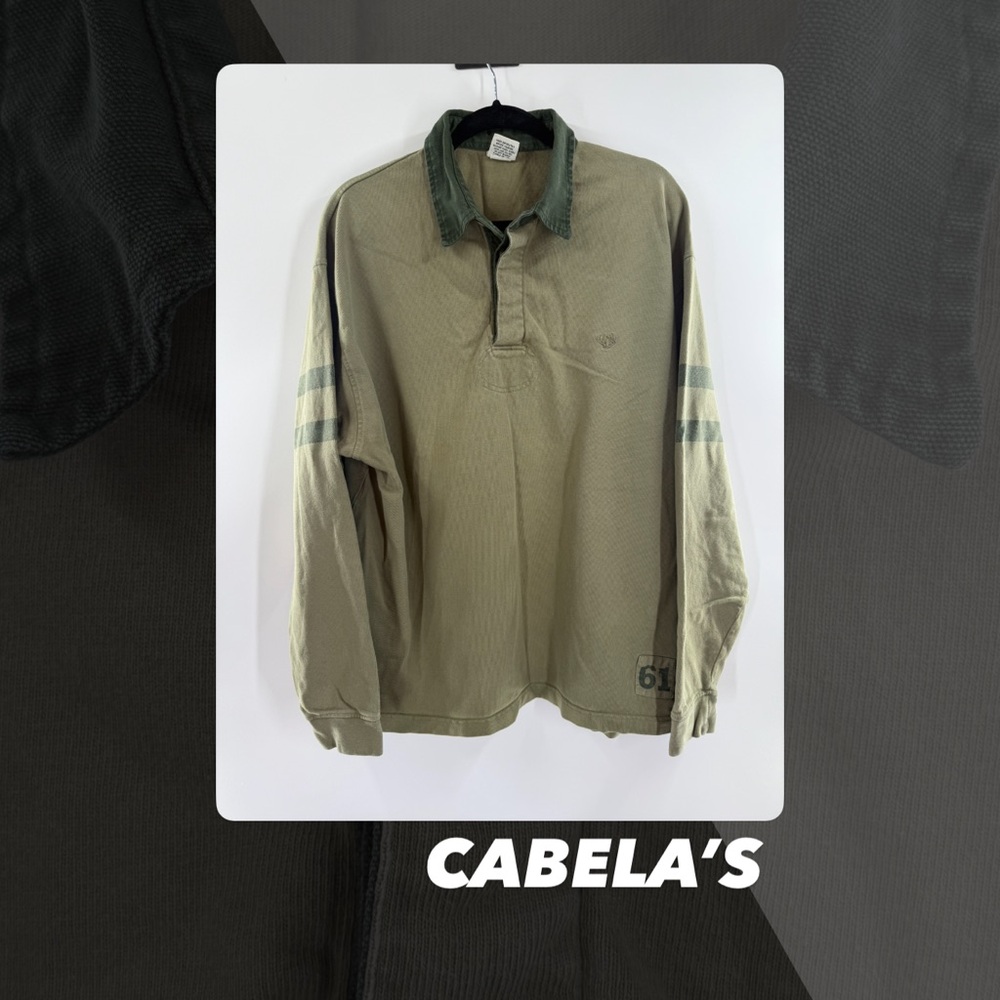 EUC Cabela’s Green Long Sleeve Polo